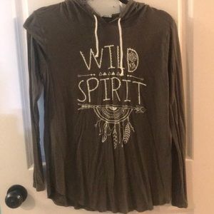 Olive green wild spirit hooded long sleeve